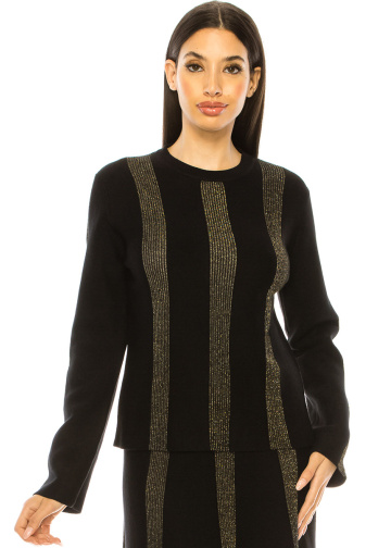Gold Black Striped Sweater