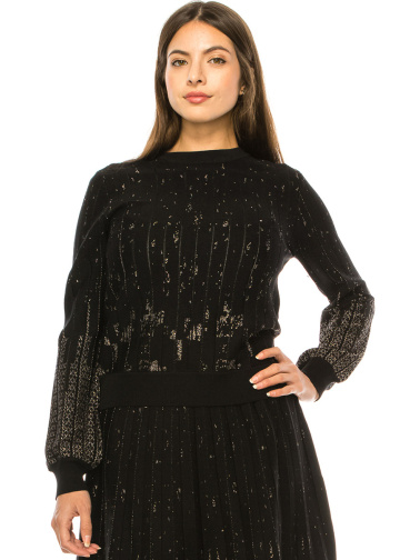Black And Rose Gold Lurex Sweater