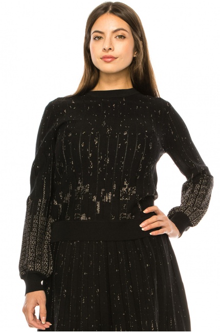 Black And Rose Gold Lurex Sweater