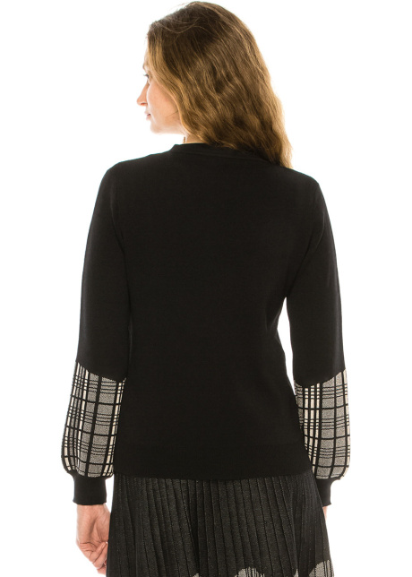 Black Sweater With Checkered Accents