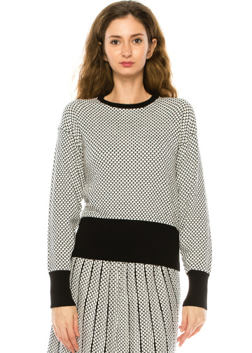 Crew Neck Sweater in Black & White