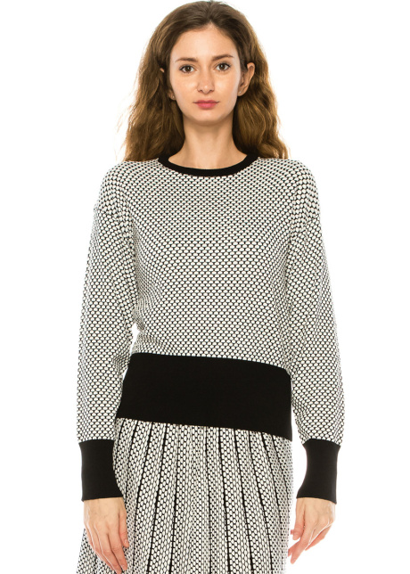Crew Neck Sweater in Black & White