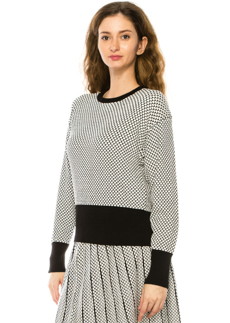Crew Neck Sweater in Black & White