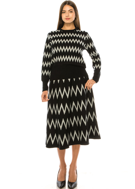 Zigzag Pattern Sweater In Black