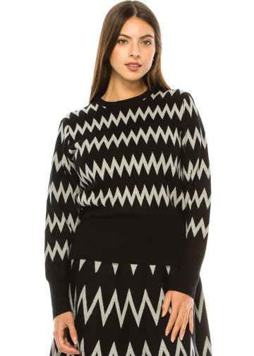 Zigzag Pattern Sweater In Black