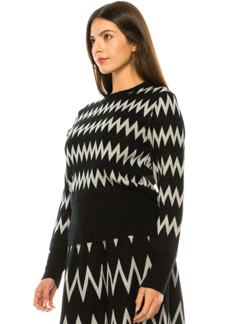 Zigzag Pattern Sweater In Black