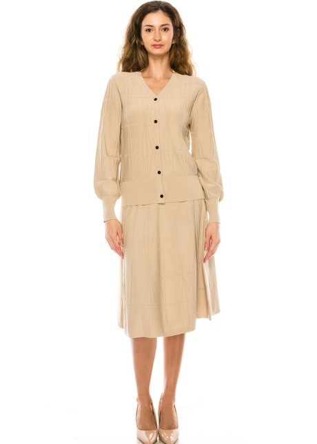 Classic V-neck Sand Cardigan