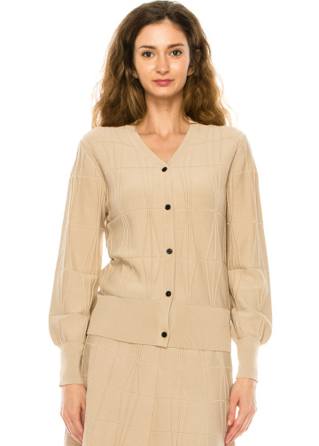 Classic V-neck Sand Cardigan