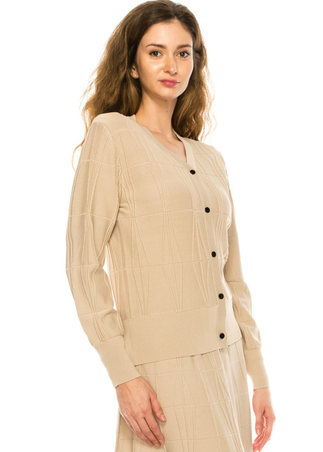 Classic V-neck Sand Cardigan