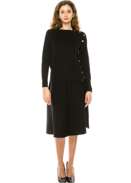 Black Sweater With Button Decor