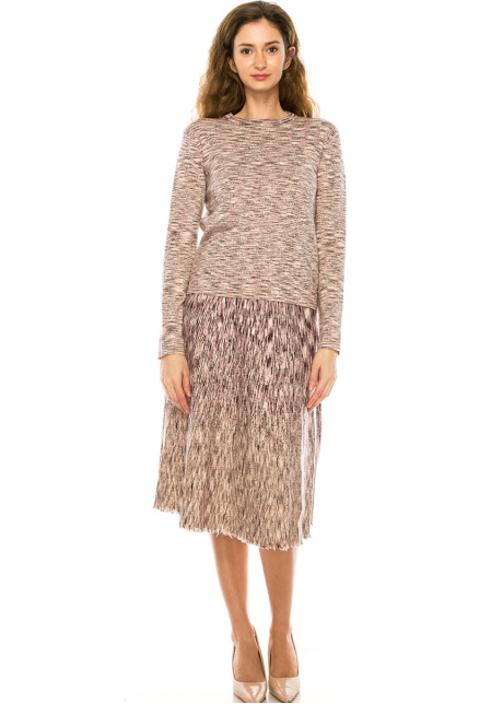 Pink Knit A-Line Midi Skirt