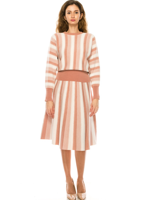 Pink Striped Knit Top 