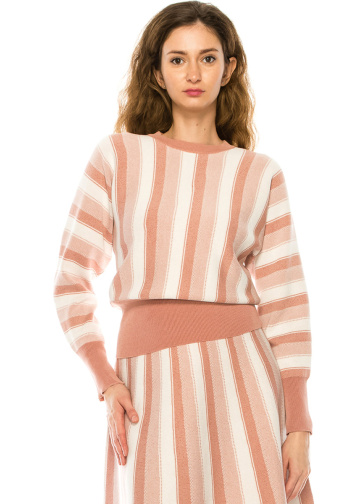 Pink Striped Knit Top 