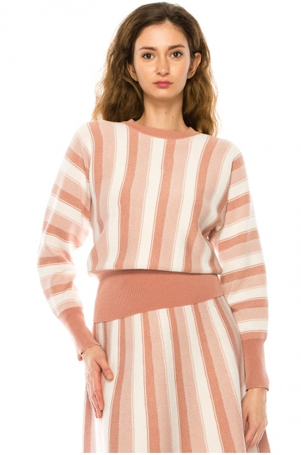 Pink Striped Knit Top 