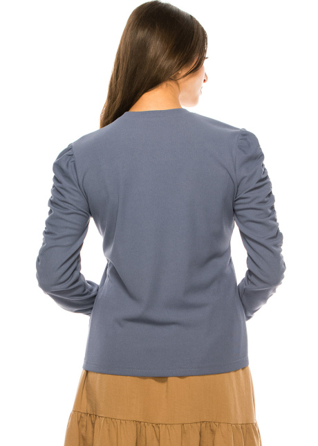 Blue T-Shirt With Draped Long Sleeves