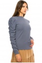 Blue T-Shirt With Draped Long Sleeves