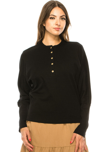 Black Leg-Of-Mutton Long Sleeve T-Shirt