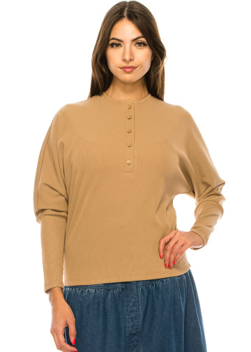 Camel Leg-Of-Mutton Long Sleeve T-Shirt