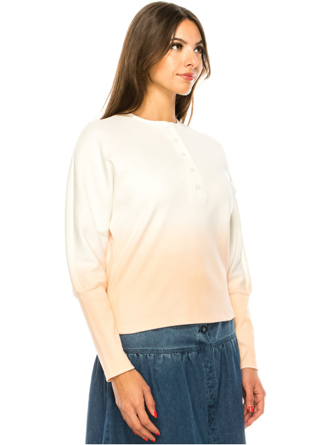 Orange Long Sleeve T-Shirt With Quarter Button