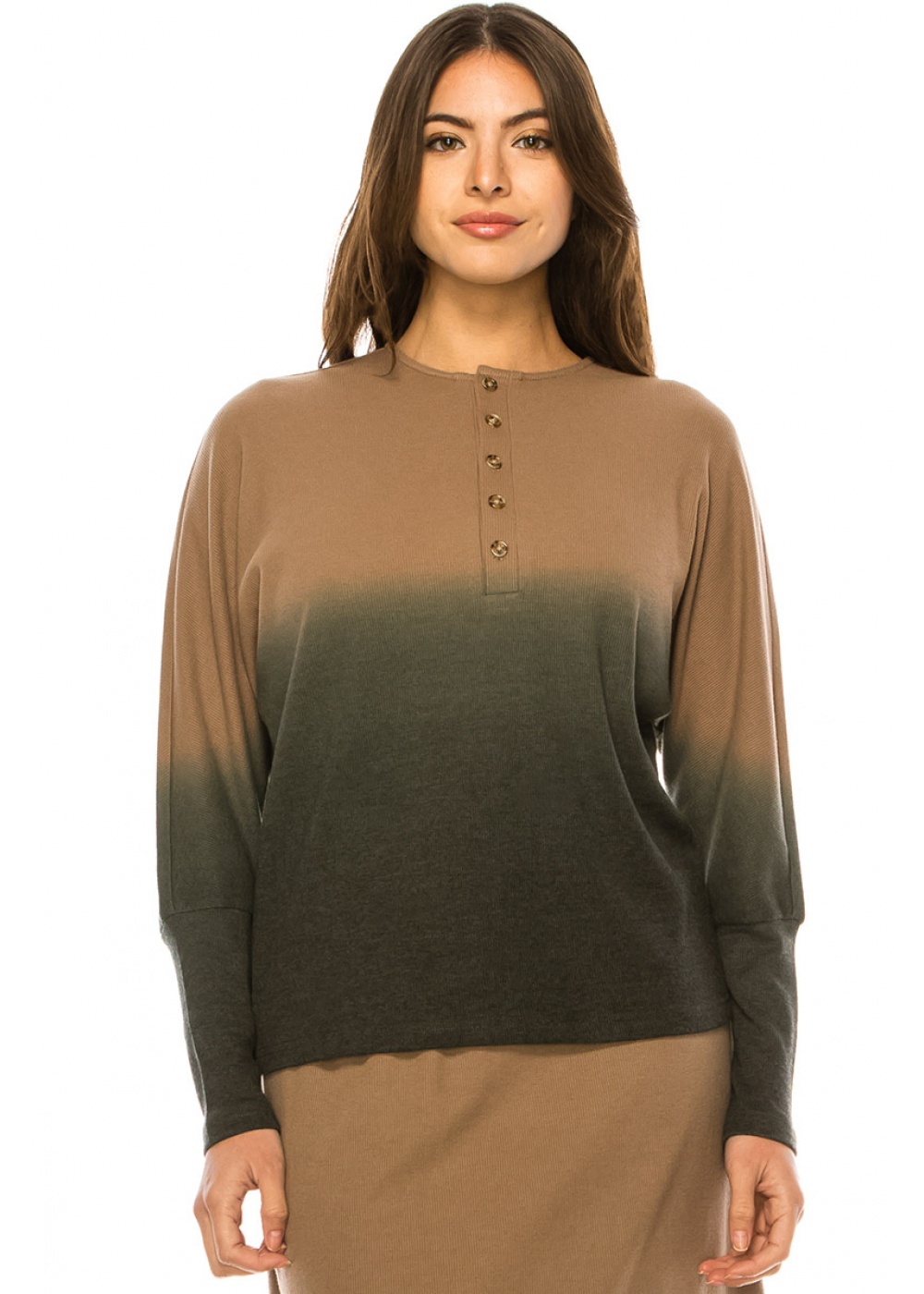 Crew Neck Long Sleeve T-Shirt In Camel