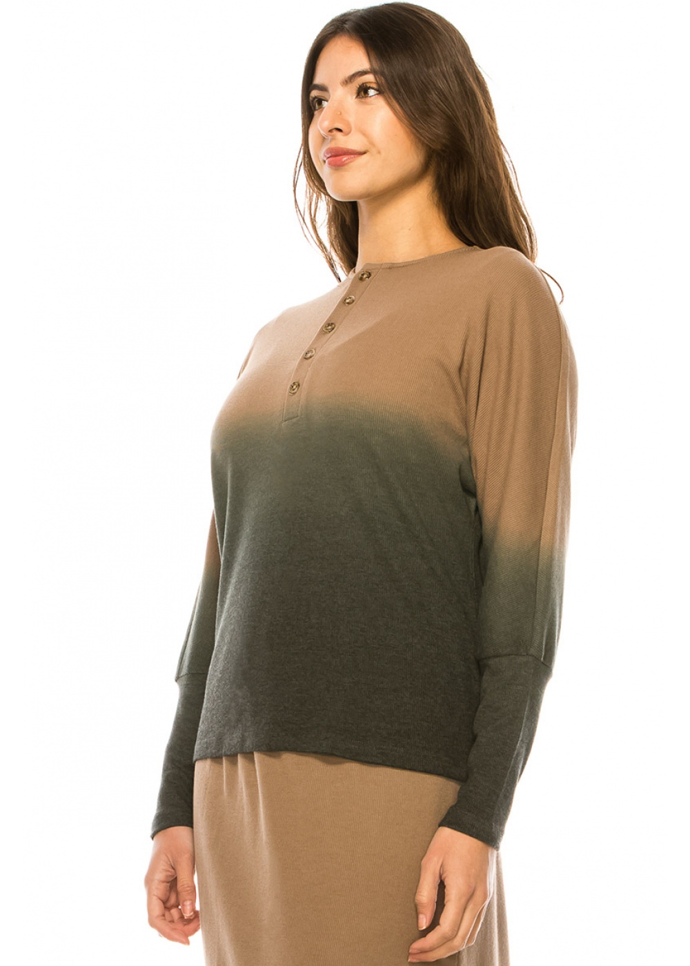 Crew Neck Long Sleeve T-Shirt In Camel
