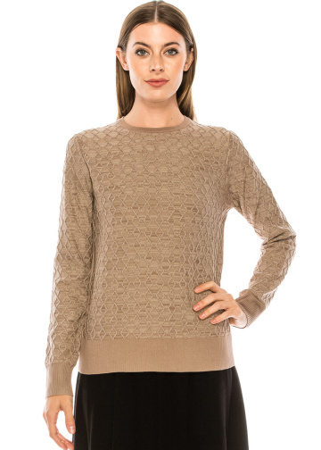 Honeycomb Pattern Sweater In Taupe