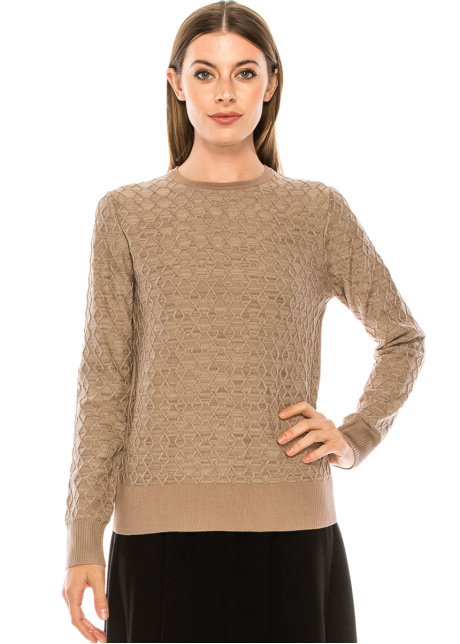 Honeycomb Pattern Sweater In Taupe