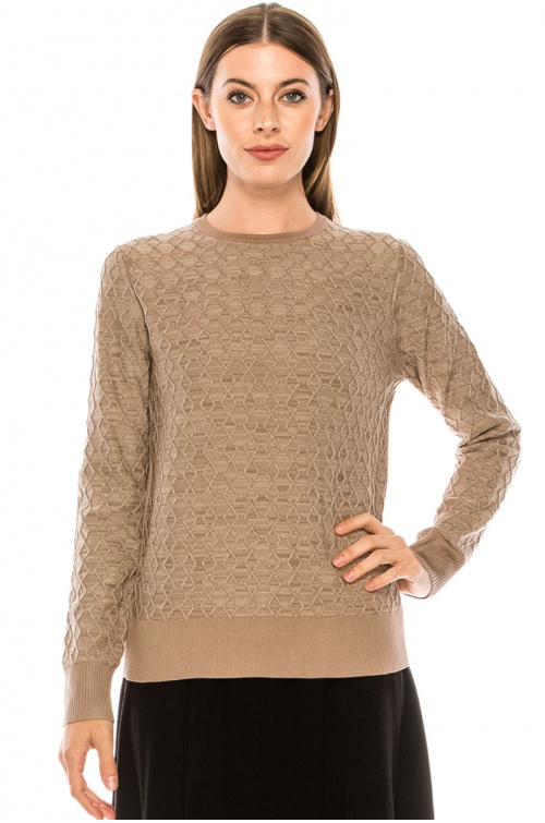 Honeycomb Pattern Sweater In Taupe