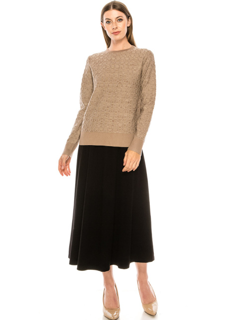 Honeycomb Pattern Sweater In Taupe