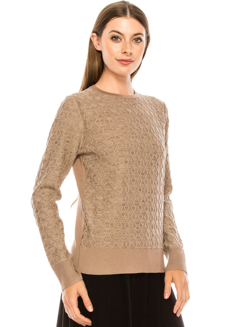 Honeycomb Pattern Sweater In Taupe