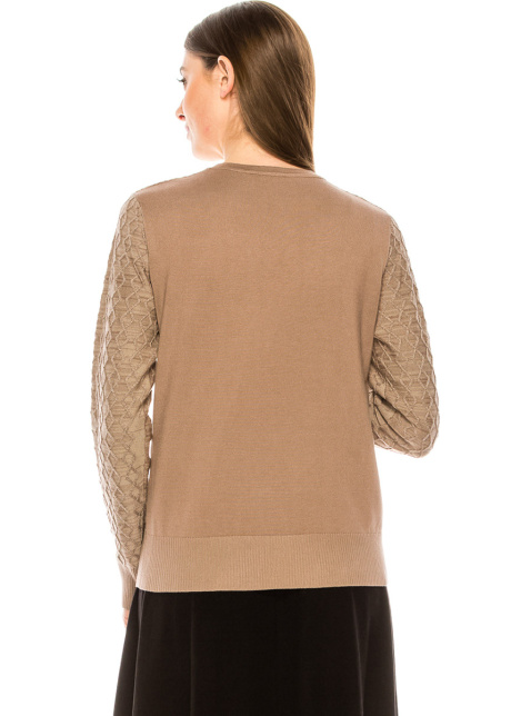 Honeycomb Pattern Sweater In Taupe
