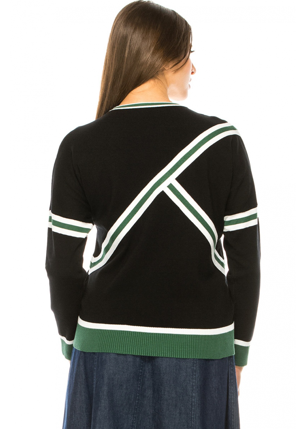 Black & Green Color Block Sweater