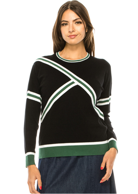 Black & Green Color Block Sweater