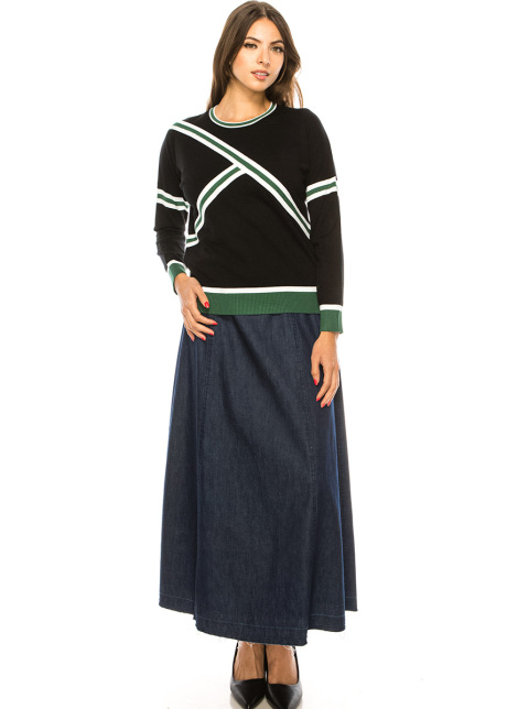 Black & Green Color Block Sweater