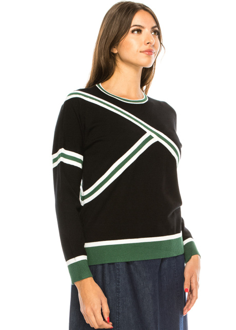 Black & Green Color Block Sweater