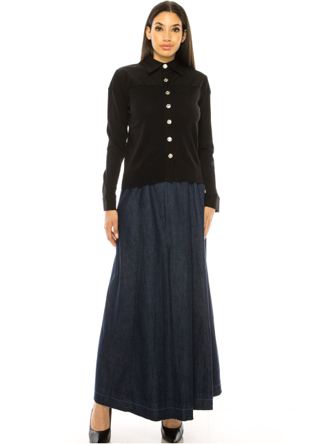 Sophisticated Shirt Collar Cardigan in Black