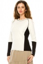 Color-Block Long Sleeve T-Shirt In Black And White