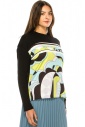 Crew Neck Long Sleeve T-Shirt With Abstract Print