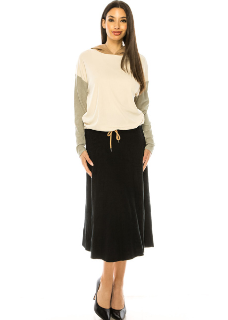 Beige Long Sleeve T-Shirt With Camel Hood