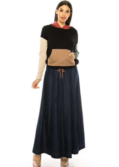 Multi-Colored Long Sleeve T-Shirt With Hood