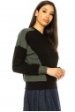 Two-Tone Long Sleeve T-Shirt In Black & Green
