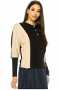 Beige And Black Long Sleeves T-Shirt