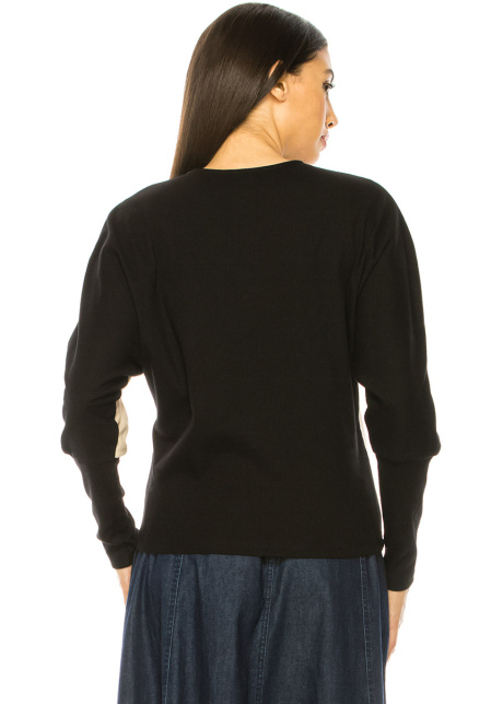 Beige And Black Long Sleeves T-Shirt