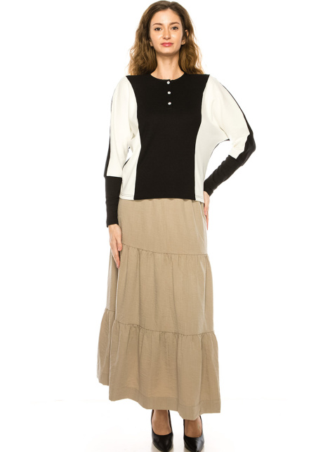 White And Black Long Sleeves T-Shirt