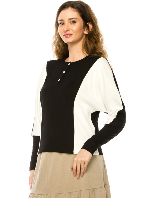 White And Black Long Sleeves T-Shirt