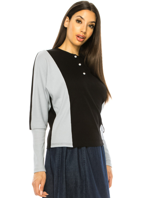 Blue And Black Long Sleeves T-Shirt