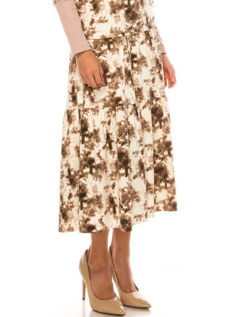 Flared Hem Printed Midi Skirt in Pink