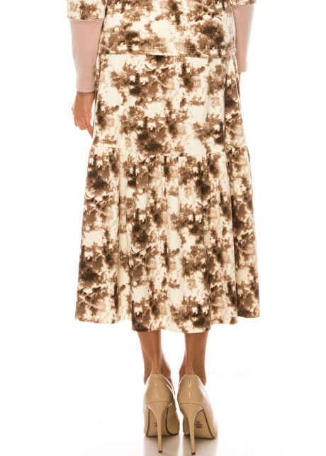 Flared Hem Printed Midi Skirt in Pink