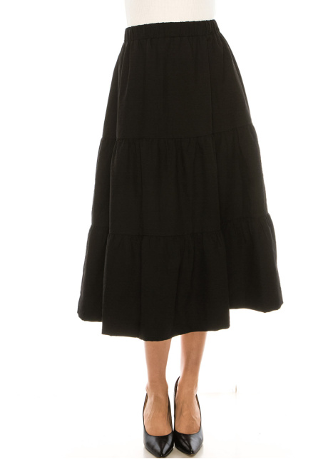 Midi Ruched Skirt Black