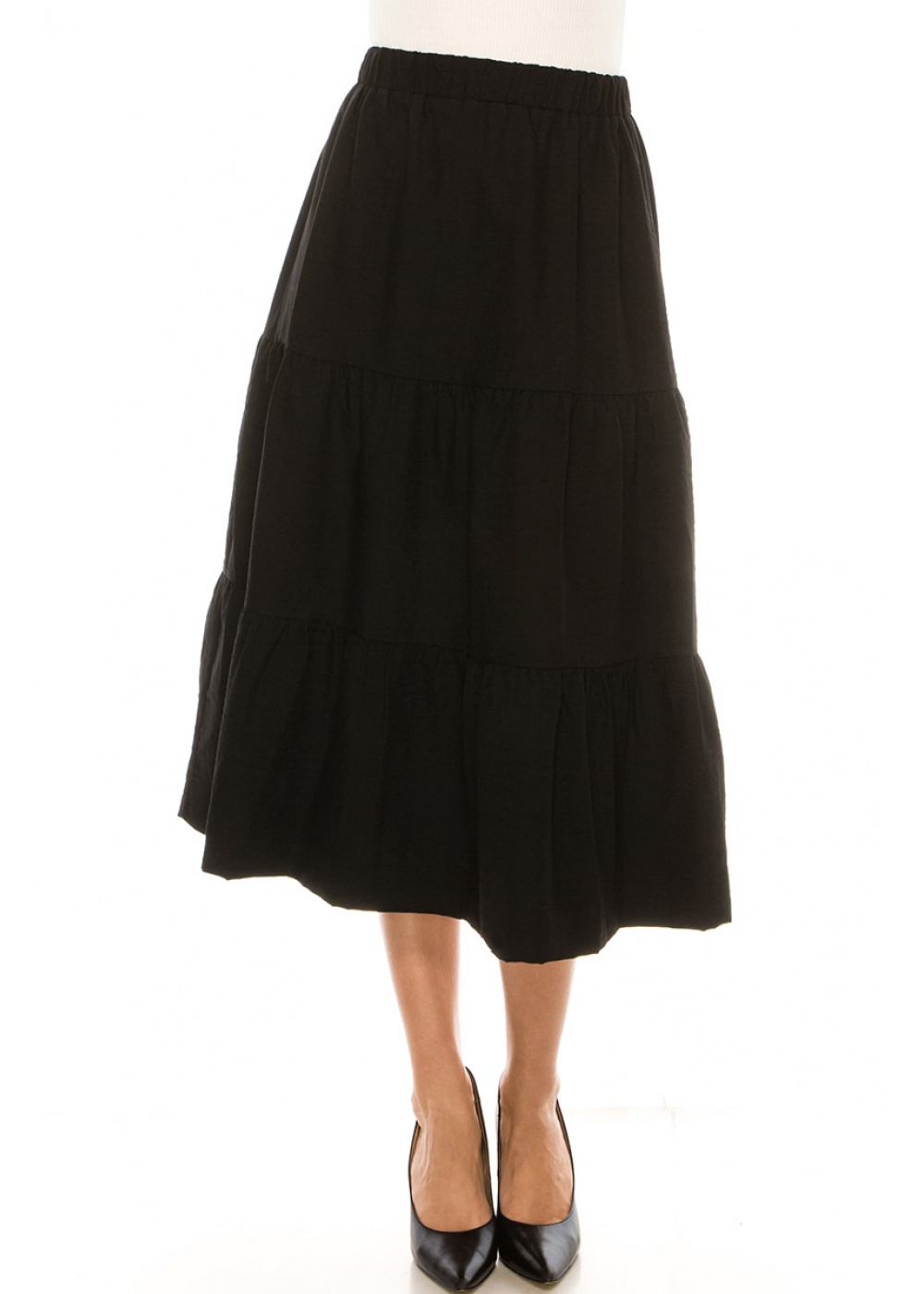 Midi Ruched Skirt Black